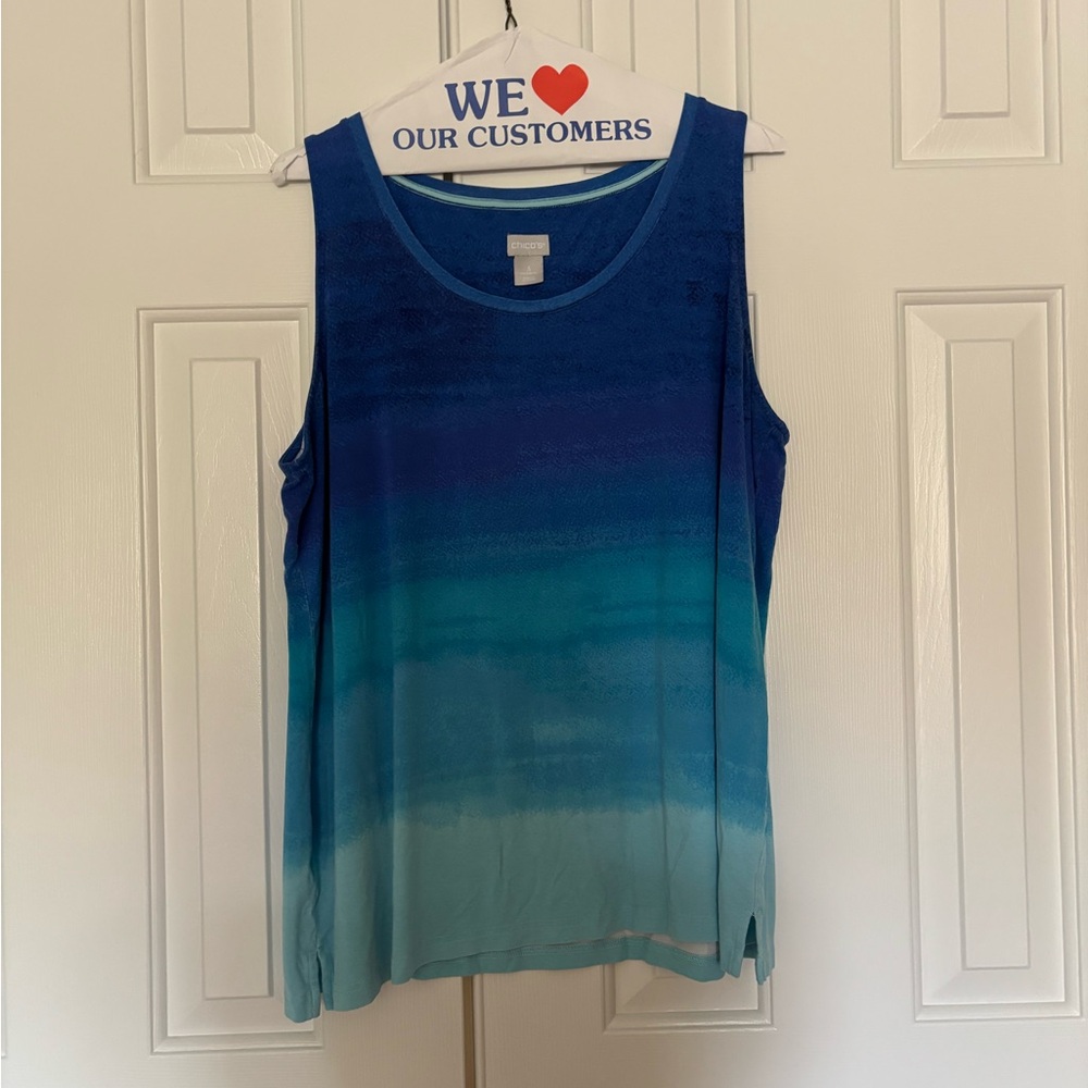 Chico's Blue Ombré Tank Top. Size 3 (aka size 16/XL)